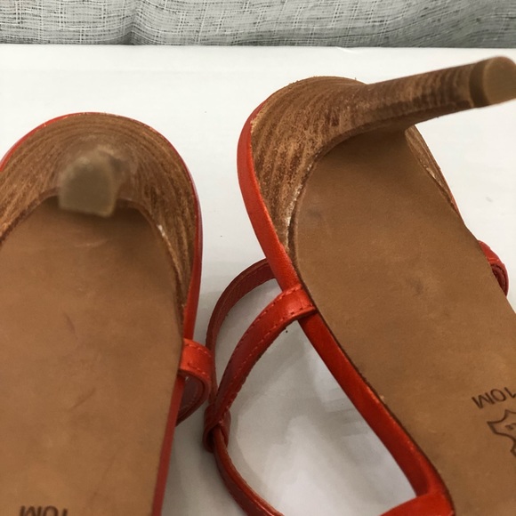 Tory Burch Orange leather and Jute T strap heels - Picture 6 of 11